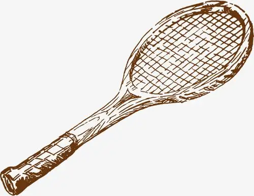 手绘精美素描网球拍