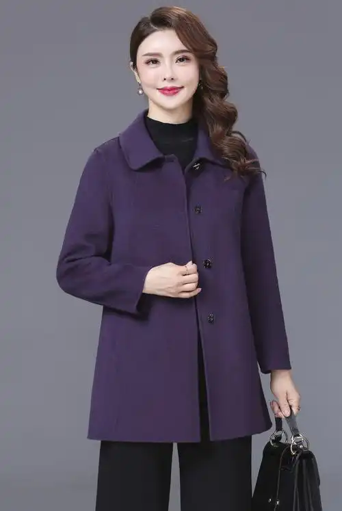 凯逸弗轻奢名品2021新款双面羊绒大衣女中年女装气质中长款羊毛呢子