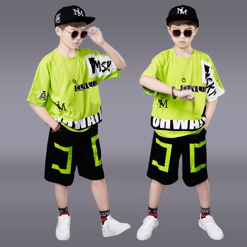 街舞儿童潮服男童嘻哈套装酷帅走秀服装男孩架子鼓爵士舞表演出服