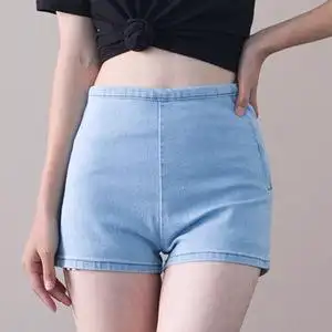 sandro bassa高腰拉链牛仔短裤女夏包臀显瘦薄款弹力紧身打底热裤