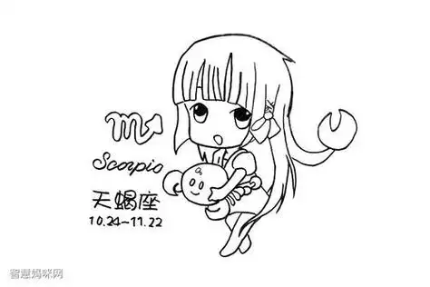 天蝎座卡通人物简笔画教程十二星座q版萌图天蝎座简笔画怎么画十二