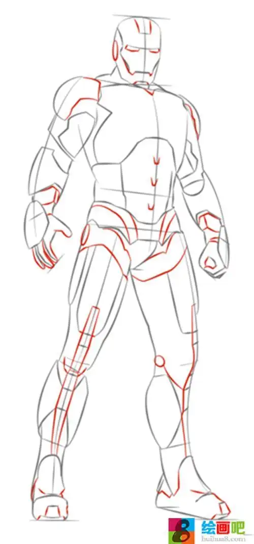 画钢铁侠简笔画的步骤