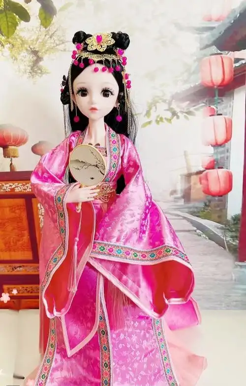 芭比娃娃套装大礼盒古装60厘米手工汉服古风古装女孩公主芭比娃娃换装