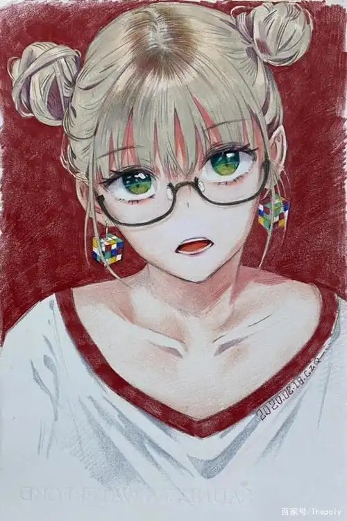 传统美术|彩铅二次元肖像