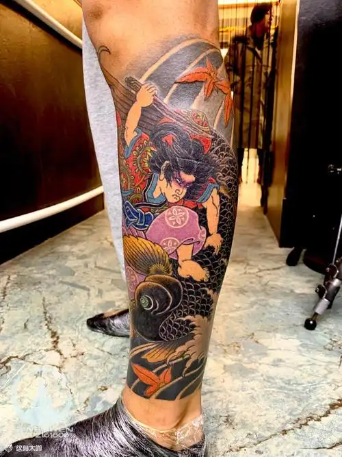 鬼若丸包小腿_纹身图案手稿图片_思纹人的纹身作品集