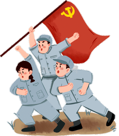 国庆节国庆革命人物士兵党旗动图gif