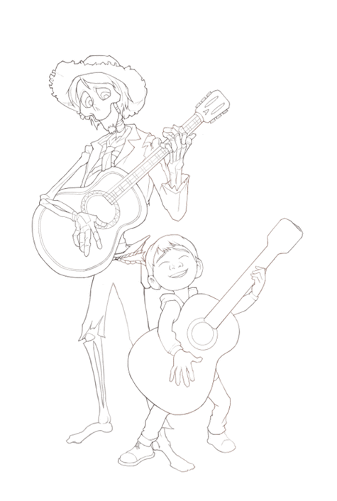 寻梦环游记简笔画图颜色