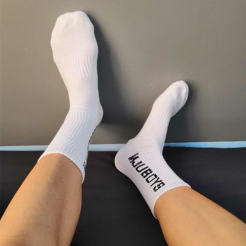 2双装中筒白袜字母潮流高帮纯棉运动街舞滑板长筒袜