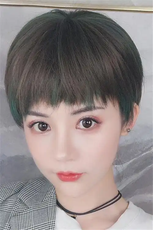 网红时尚 假发女 短发修 圆脸气质中性帅气自然少女全头套韩国