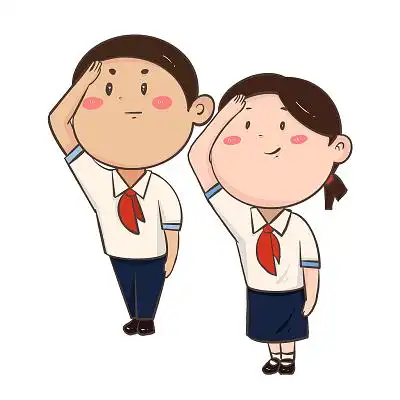 头像九宫格卡通建军节元素q版儿童插画素材学生男孩女孩敬礼手绘卡通