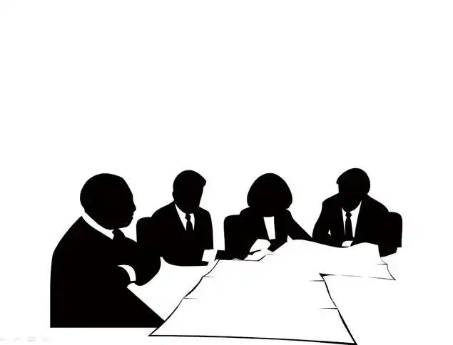 黑灰镂空商务人物会议讨论现场剪影类ppt素材 - ppt下载网