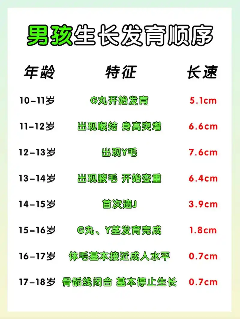 男孩生长发育顺序表,家长自行对照一下,看看您家孩子到哪步了?