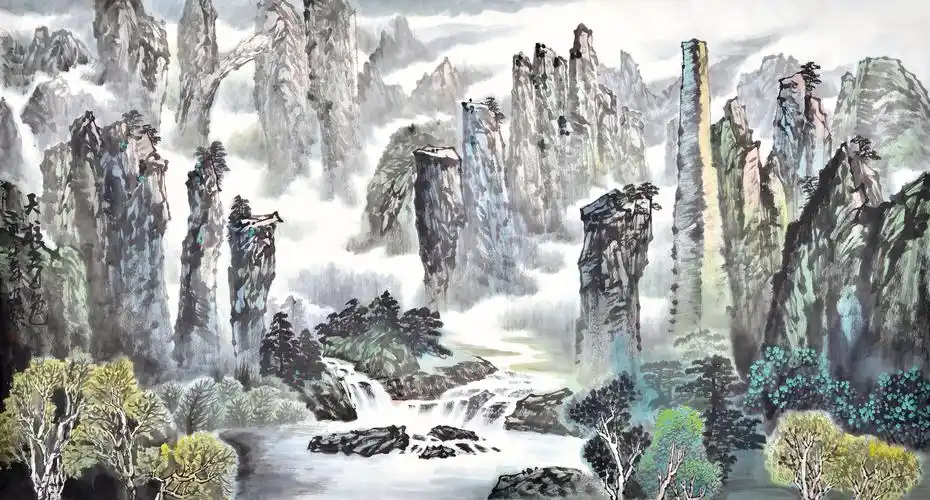 能调节客厅风水的山水画作品欣赏