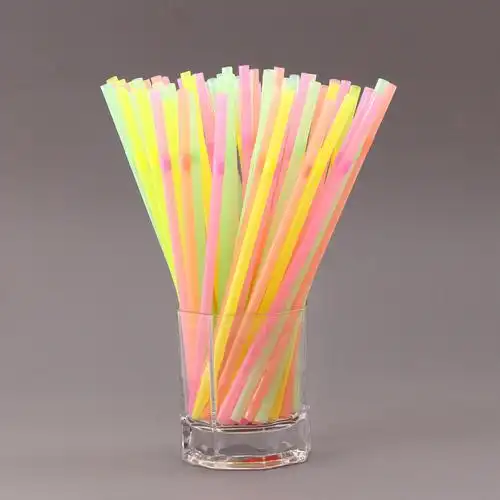 厂家直销一次性塑料荧光彩色透明吸管果汁饮料弯吸管现货充足代发