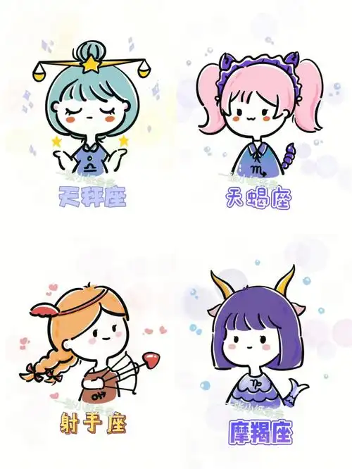 十二星座简笔画女版合集