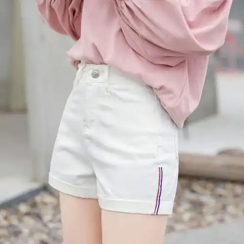 白色短裤女纯棉高腰2020年夏季新款潮ins牛仔短裤女士a字时尚外穿
