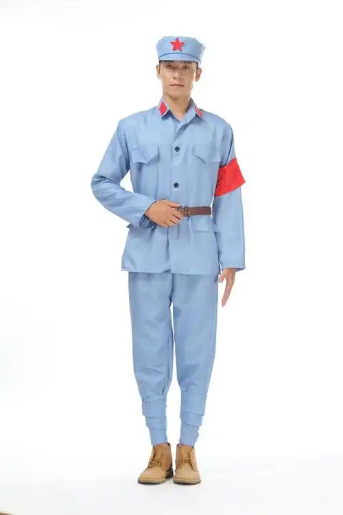 成人八路军演出服红军抗战军装红卫兵文革服装男女新四军表演服饰