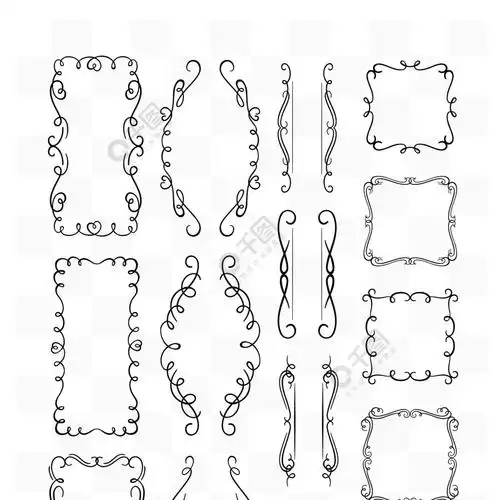 手绘复古花边框元素设计