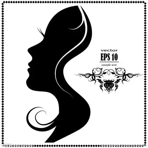精致女子侧脸剪影矢量素材图片