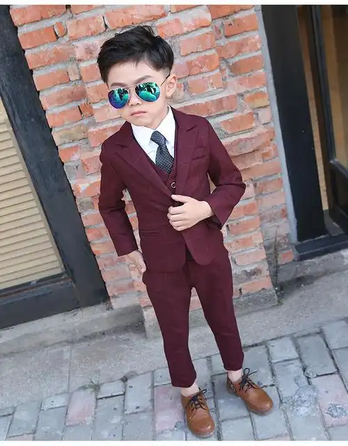 英伦风儿童西服男 花童礼服男宝宝小西装三件套小男孩演出服帅气