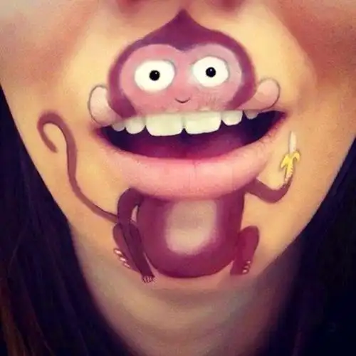 laura jenkinson画在大嘴唇上的趣味卡通