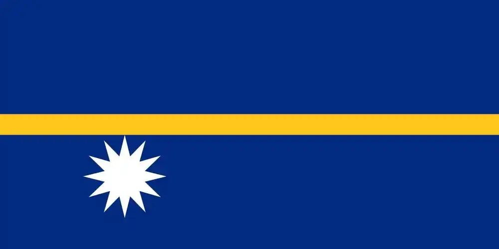 瑙鲁国旗呈横长方形,长与宽之比为2:1.