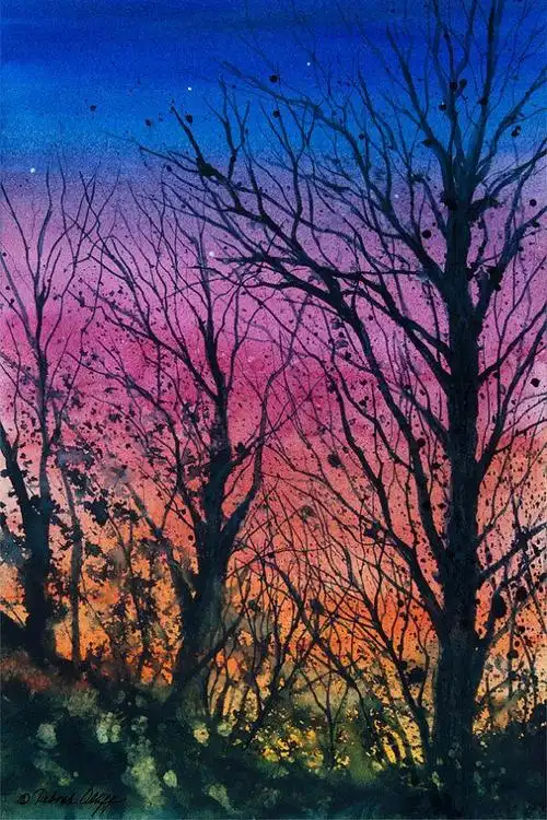 清冽宁静,自然透亮的唯美水彩风景画