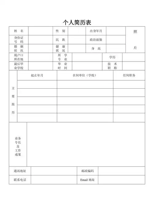 查找使用更方便12积分下载资源资源描述:《个人简历表格word》由会员