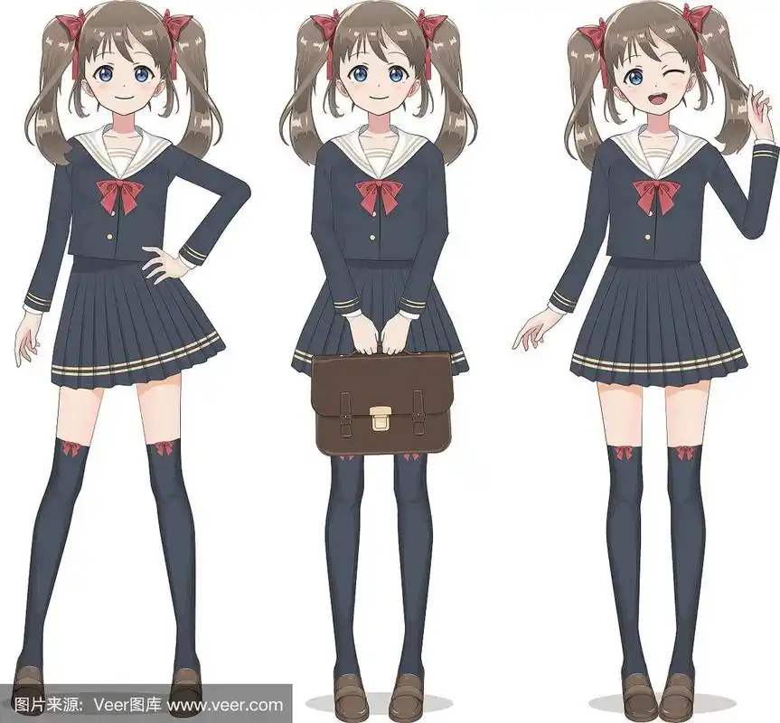 穿着裙子的动漫女学生