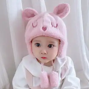 冬天宝宝护耳帽保暖可爱婴儿帽子6-12个月1-2岁毛绒套头男女童帽3