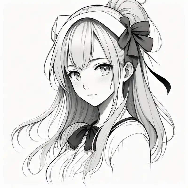 黑白素描动漫女生头像95 有谁能拒绝这种动漫素描头像呢?