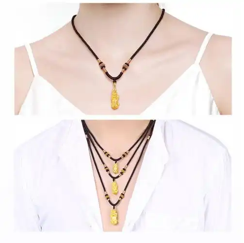 老凤祥风格貔貅吊坠男士黄金项链女款3d硬足金999转运珠皮丘纯金招财