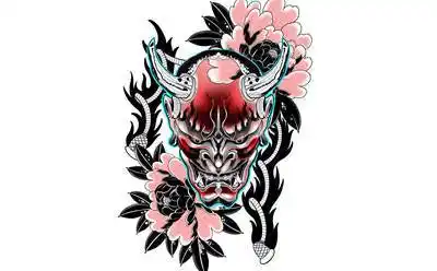 49张正脸般若纹身手稿图片