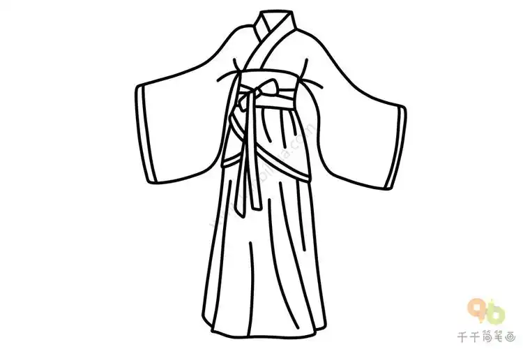 黄色系汉服简笔画_民族服饰简笔画