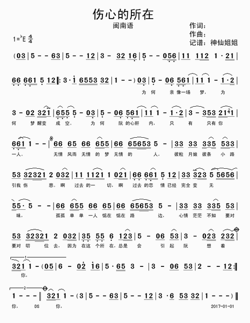 闽南语) / xbaigujing记谱相关歌谱:[简谱]听我说[简谱]别董大[简谱]