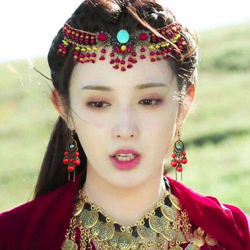 东宫同款头饰小枫红色双层额饰异域风情藏族发饰眉心坠古风配饰女