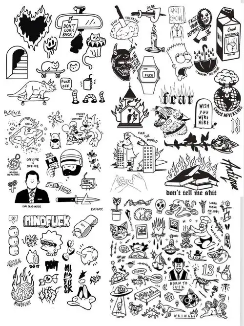 纹身素材分享|适合填空和拼接的小图合集90