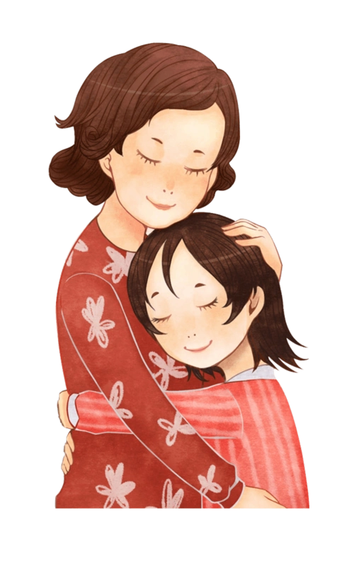 母亲节快乐之女儿和妈妈拥抱人物横幅元素