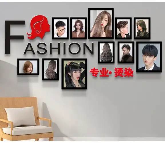 饰背景墙理发店挂画墙壁画发廊发型图片墙面创意装饰画美发店装
