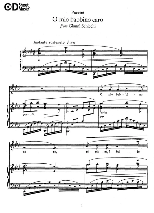 o mio babbino caro 我亲爱的爸爸 正谱
