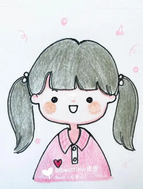 简笔画女生头像q版动漫少女系列|关注我日更手绘 线稿 q版 女孩q版