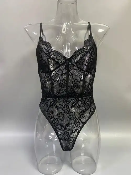 情趣内衣厂家批发 性感紧身连体衣诱惑女性蕾丝花边透视睡衣4107