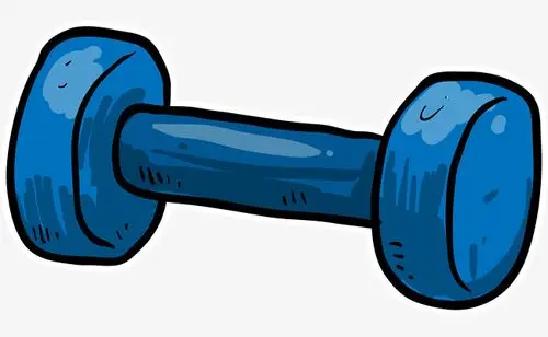 蓝色手绘的杠铃png素材-90设计