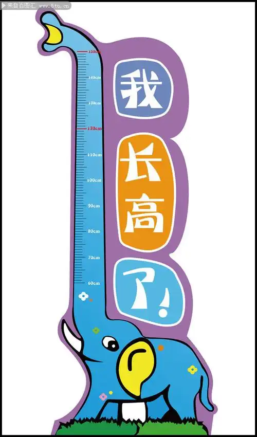 大象身高标尺图片-卡通漫画-百图汇素材网