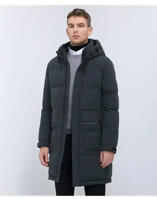 雪伦中长款鹅绒羽绒服男2021年新款秋冬可脱卸帽大口袋休闲商务款商场