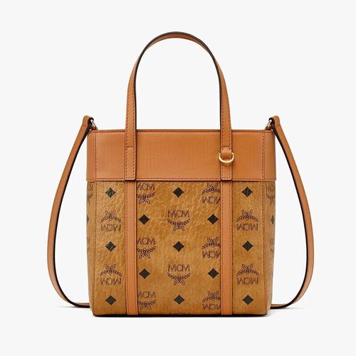 mcm女包 aren visetos皮革混搭手提购物袋菜篮子包 送女友生日礼物