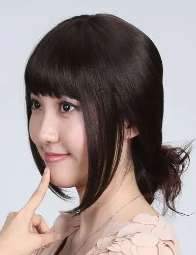 蓬松齐刘海直发假发片 头顶假发增发补发块