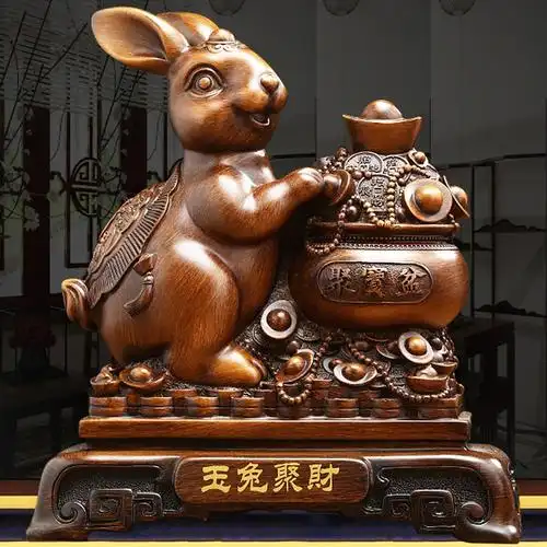 生肖兔子摆件招财兔年吉祥物创意家居饰品客厅装饰开门红工艺礼品