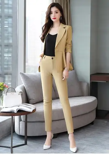 小西装套装女秋季女士新品韩版气质修身百搭时尚休闲小脚裤两件套