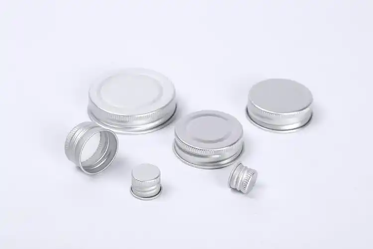 厂家定制化妆品铝盖银色圆形瓶盖压印logo电镀卷边螺纹氧化铝盖子